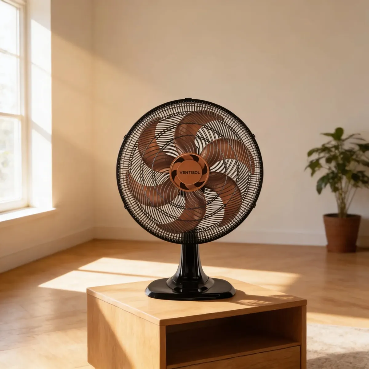 Ventilador De Mesa Chao Ou Parede Ventisol 40cm 6 Pas Bronze Cor Da Estrutura Preto Diâmetro 40 Cm Frequência 60hz Material Das Pás Plástico